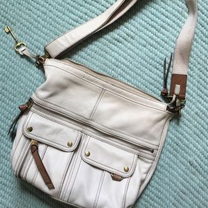 Cream Fossil Brand Crossbody Bag